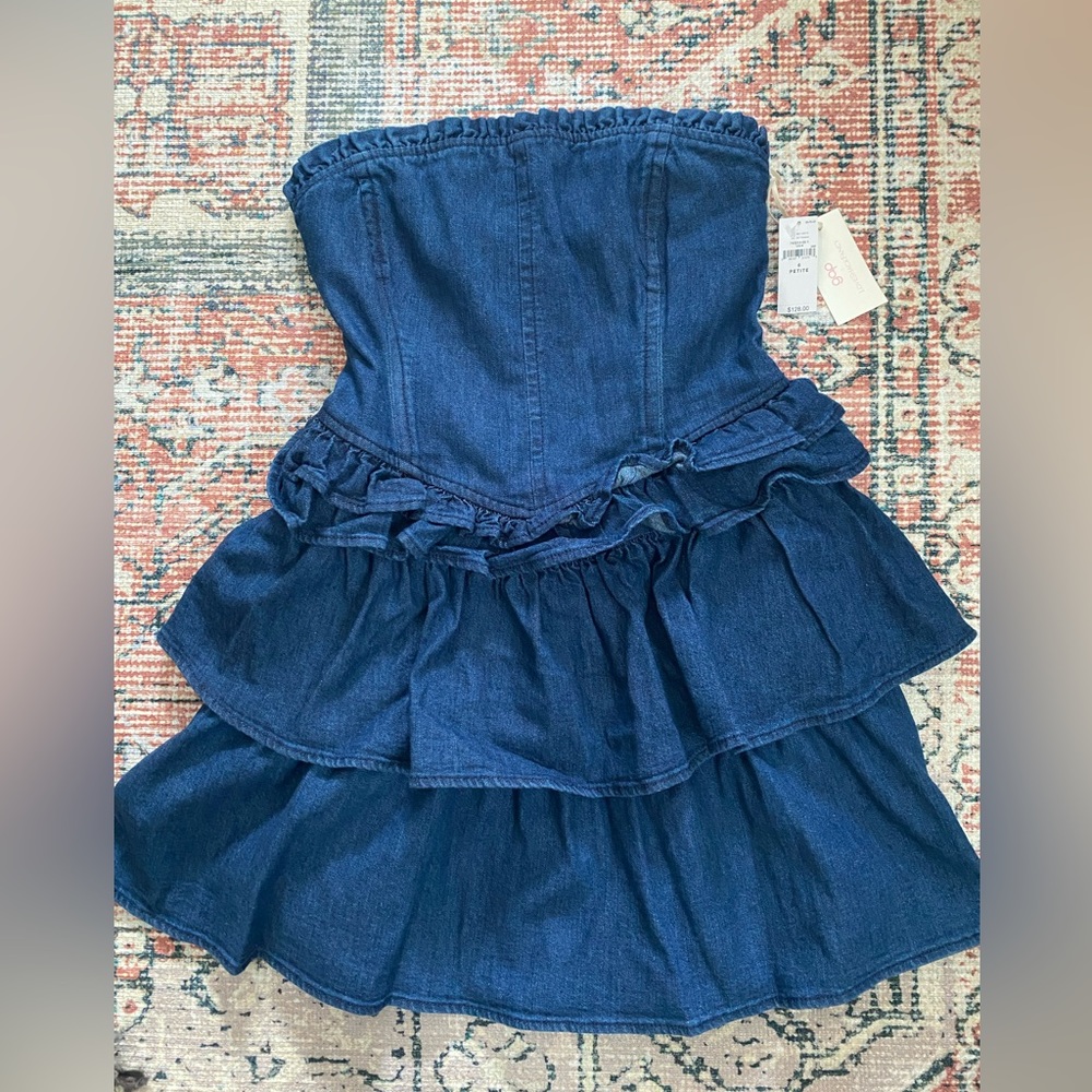 Gap x LoveShackFancy Denim Corset Mini Dress size 6 Petite